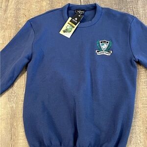 Nwt mens Deer Park Blue Wool Blend Crewneck Sweater collegium Irish school wear